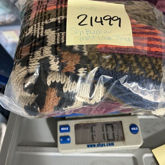 Outlander Patchwork Mock Neck Sweater Cable Knit Kitsch Vintage Size MEDIUM FLAW - Picture 9 of 10